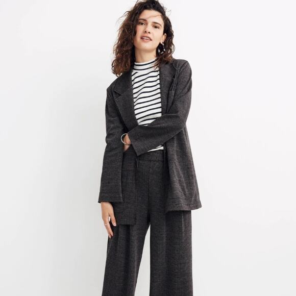 MADEWELL Oversized Knit Blazer in Glen Plaid Gray Sz M {3K31} - Picture 1 of 7